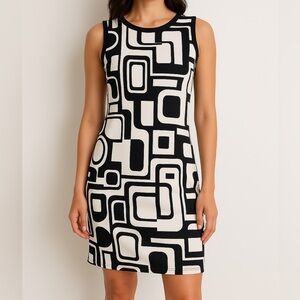 ⚪️ Joseph ribkoff black and white abstract  body con dress